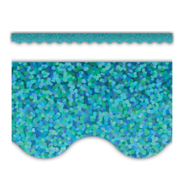 SCALLOPED BORDER SPARKLE TEAL  2 3/16"X35'