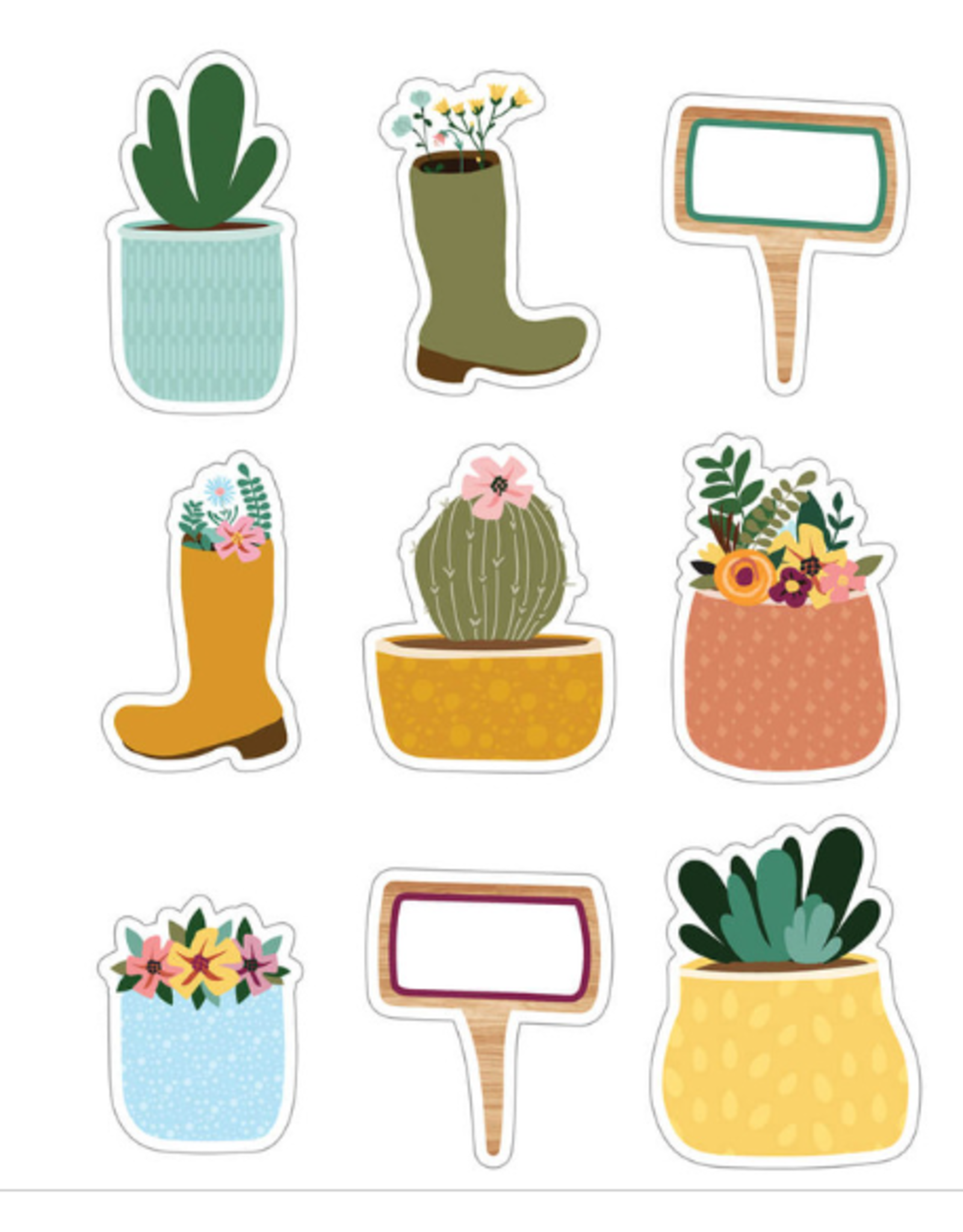CUT OUTS: GROW TOGETHER BOOTS, POTS AND GARDEN SIGNS 36PC ASSORTED