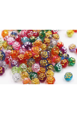 8MM BEADS ROSE ENGRAVED  ASSORTED COLORS 120 PACK