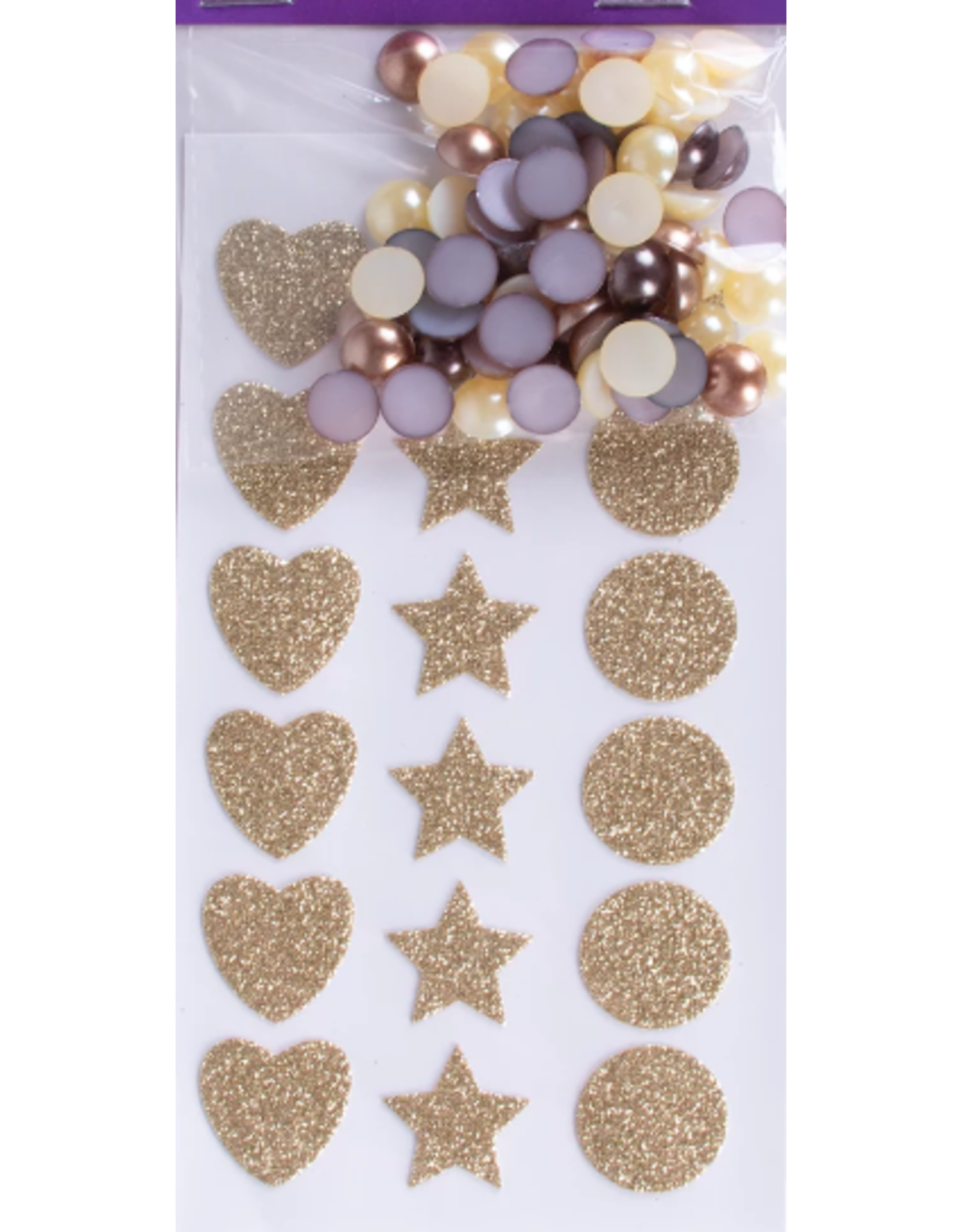 GLITTER STICKER AND FLAT PEARLS GOLD 100PC Creative Kids