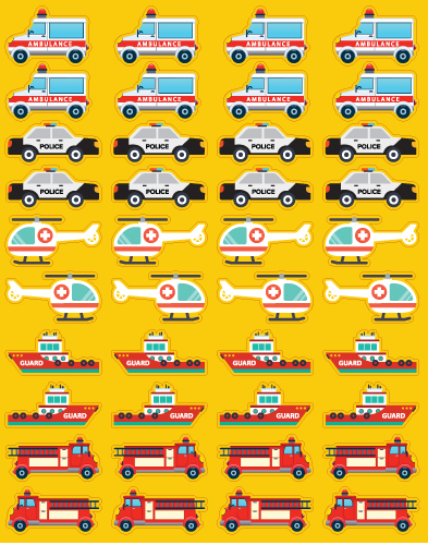 STICKER: DIE CUT RESCUE VEHICLES 6 SHEETS - Creative Kids