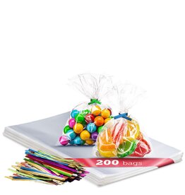 CLEAR CELLOPHANE BAG WITH  TIES 3"x4" 200 PACK