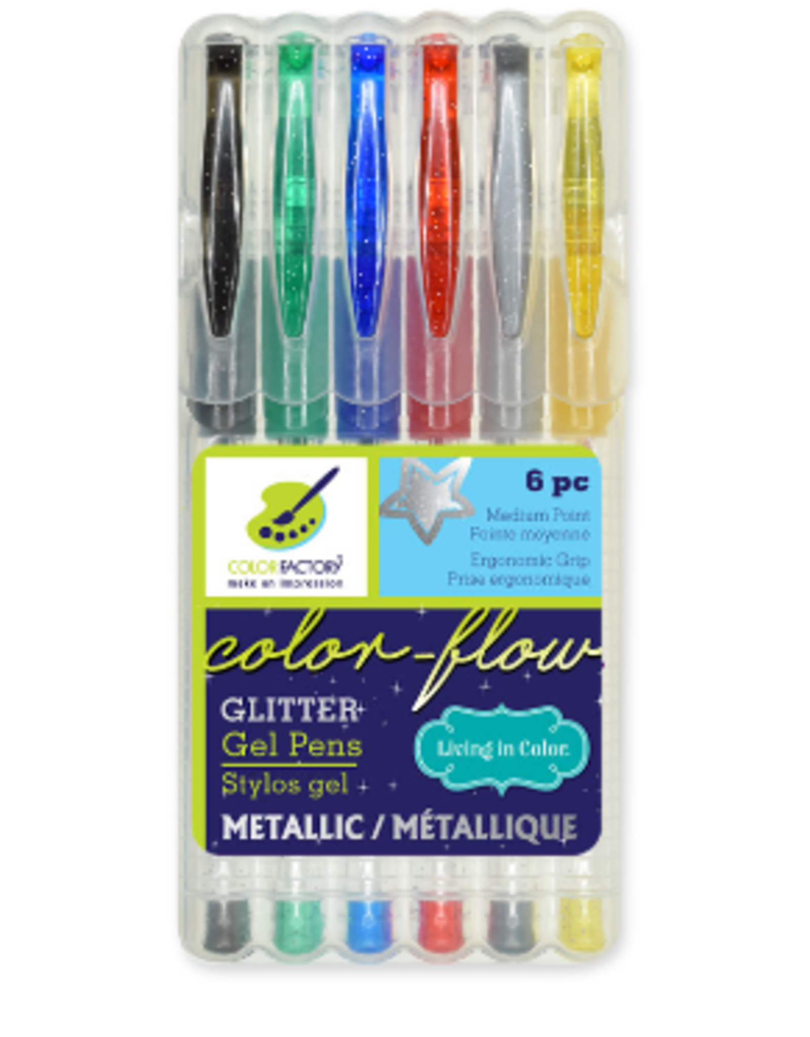 METALLIC GEL PENS GLITTER 6pc