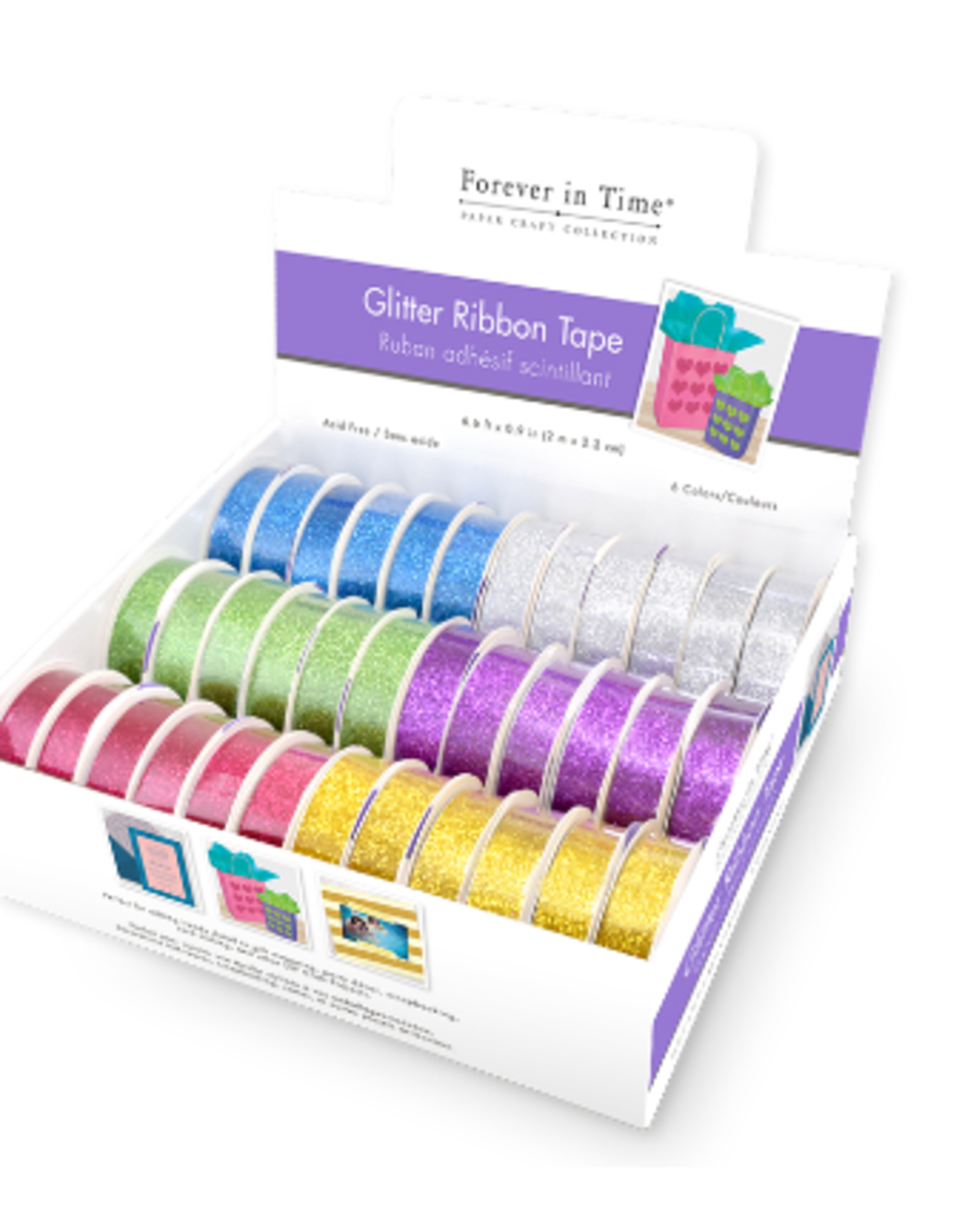 GLITTER TAPE 1”x 6.5’ assorted colors