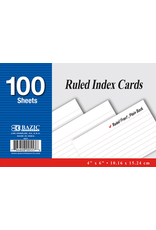 INDEX CARDS -  RULED 4"x6" WHITE - 100 PACK