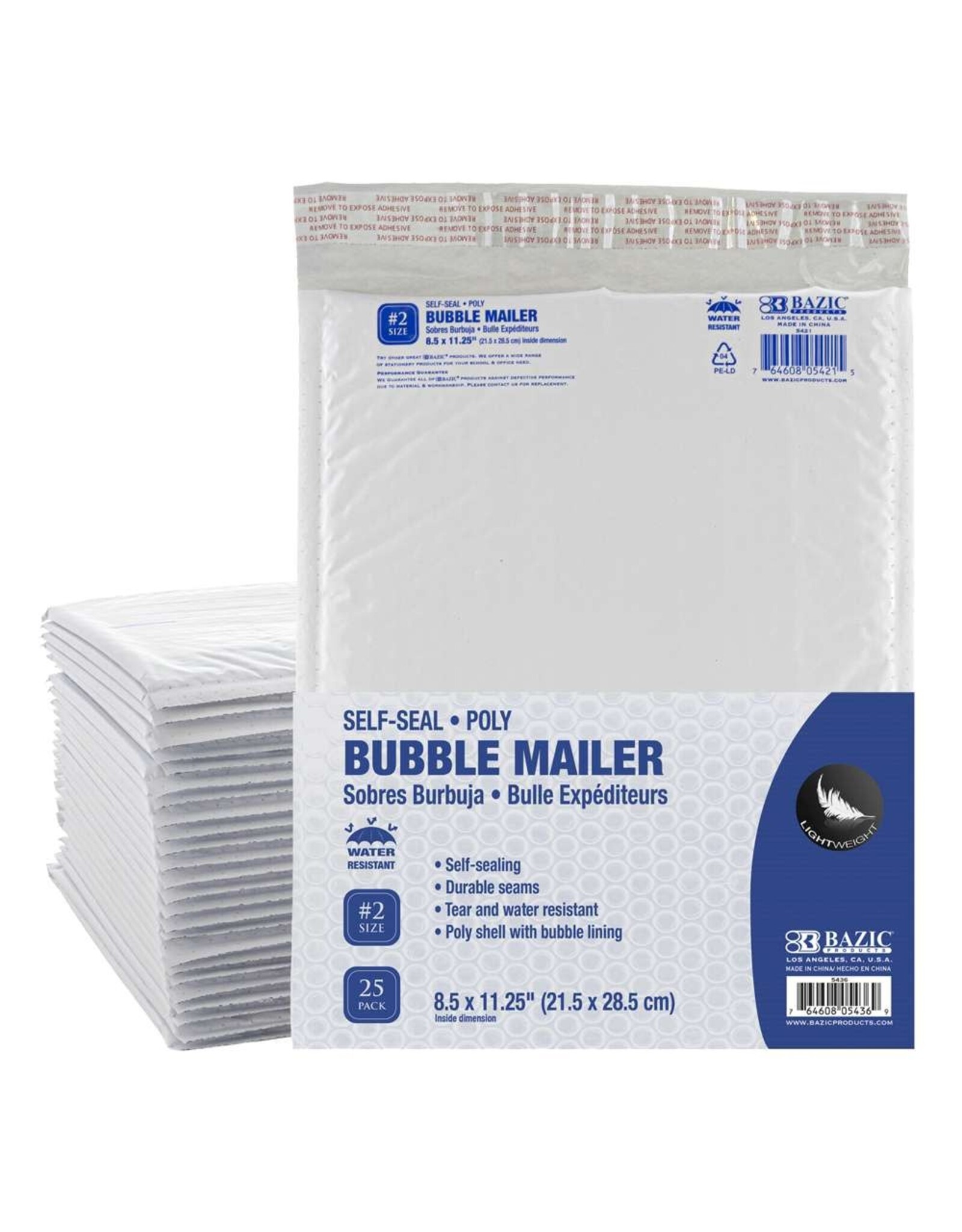 SELF-SEAL POLY -  BUBBLE MAILER  8.5x11.25"  25/PACK