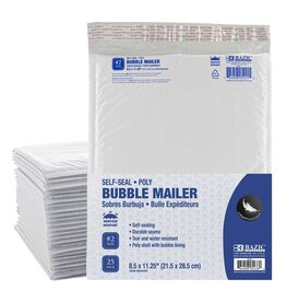 SELF-SEAL POLY -  BUBBLE MAILER  8.5x11.25"  25/PACK