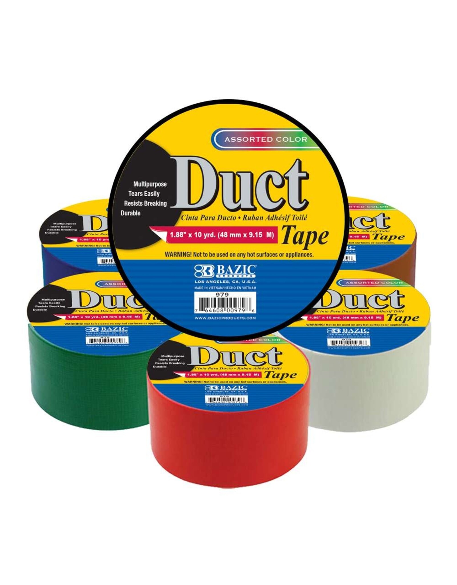 DUCT TAPE ASSORTED  COLORS 1.88x10 Yard
