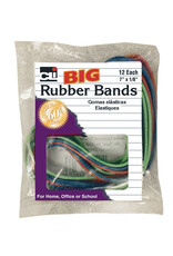 RUBBER BANDS ASSORTED COLORS & SIZES 12 PACK
