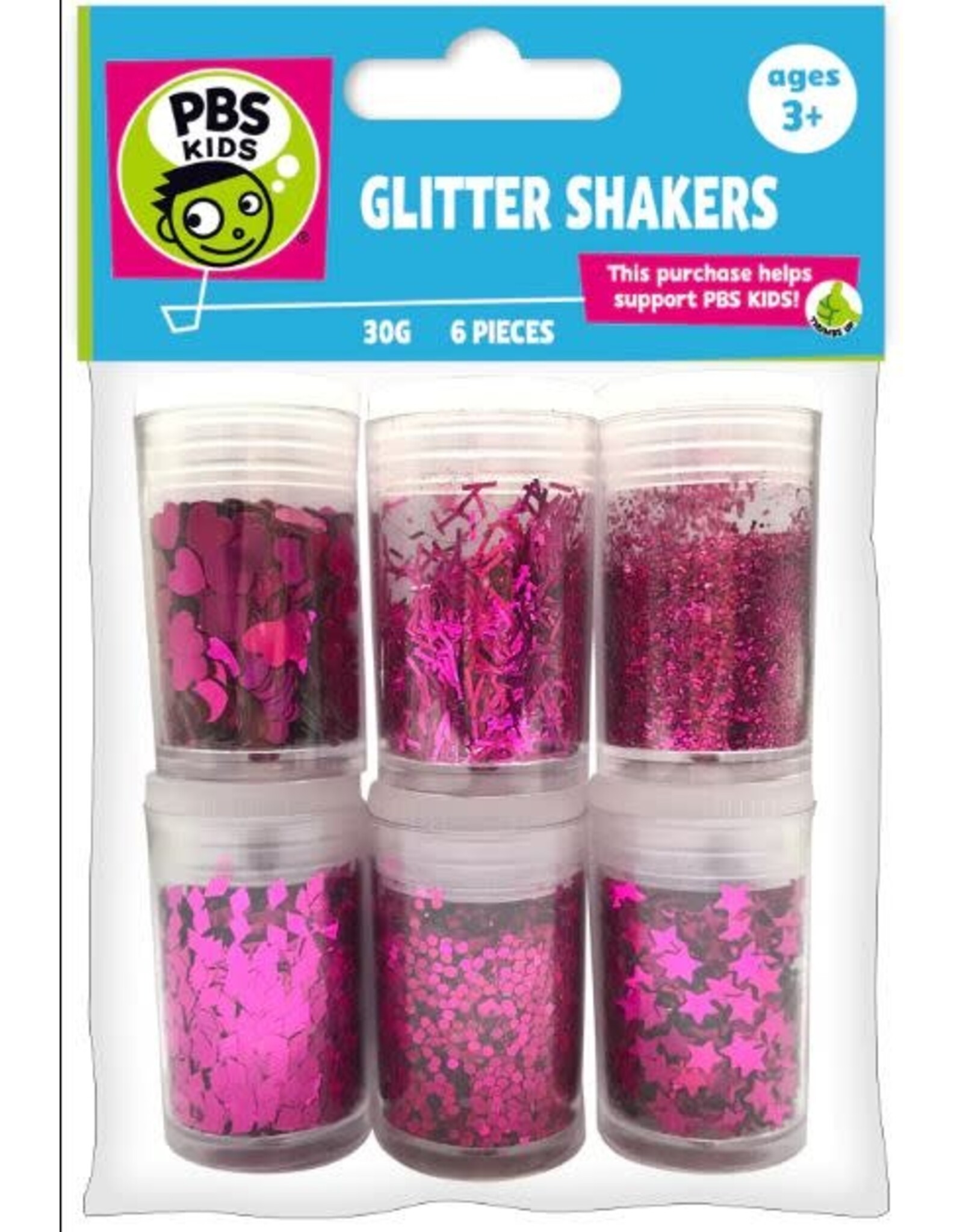 GLITTER -CONFETTI SHAKERS 6 assorted PINK