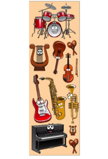 incento magic STICKER ANIMATED MUSICAL INSTRUMENTS  6 SHEETS