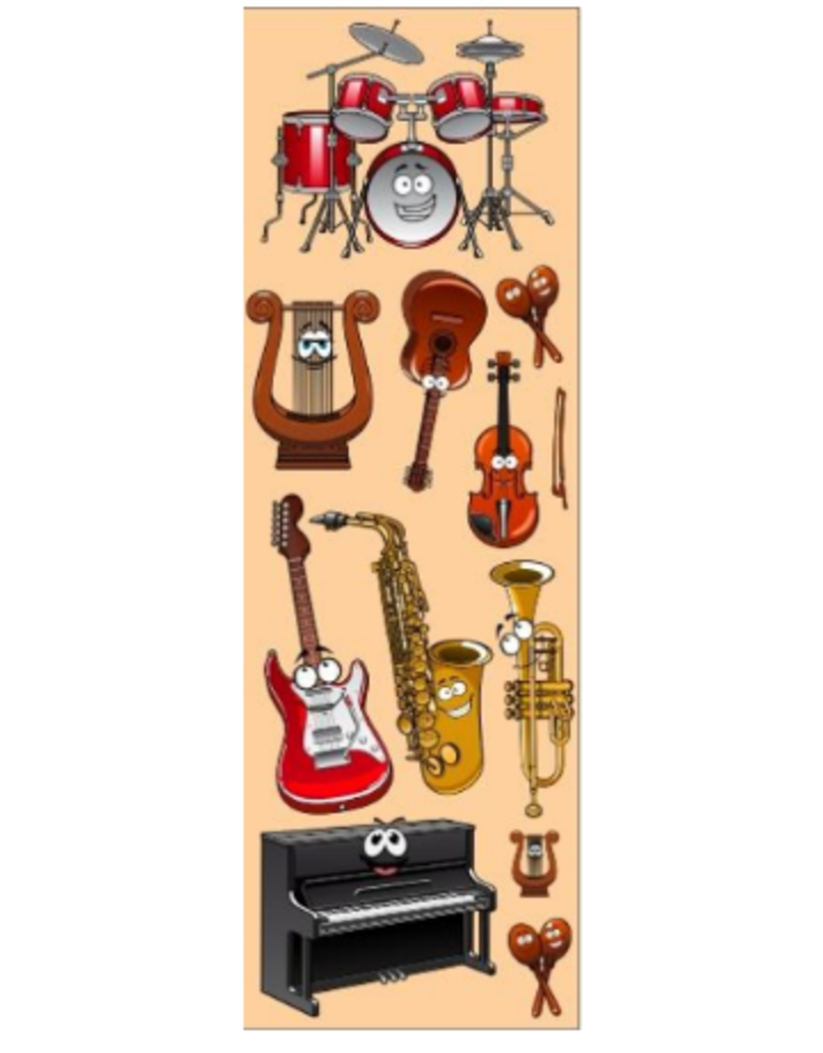 incento magic STICKER ANIMATED MUSICAL INSTRUMENTS  6 SHEETS