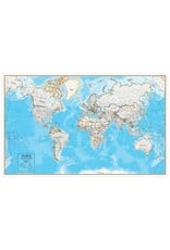 Laminated World   Wall Map   Dry Erase 36W x 24H