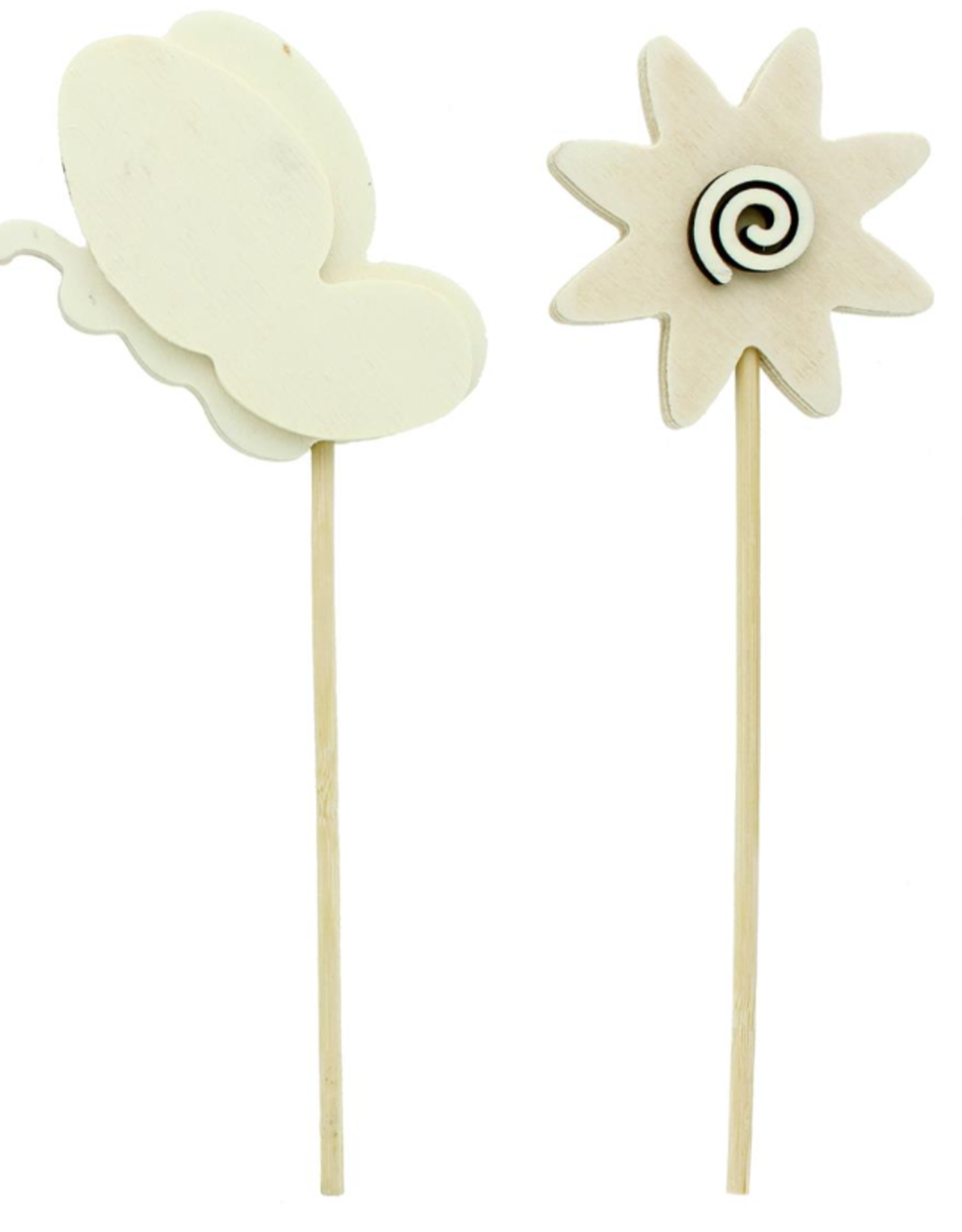 WOODEN SPRING FLOWER PICK ASSORTED