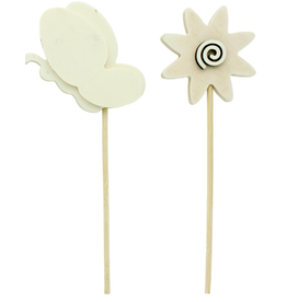 WOODEN SPRING FLOWER PICK ASSORTED