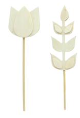 WOODEN SPRING FLOWER PICK ASSORTED