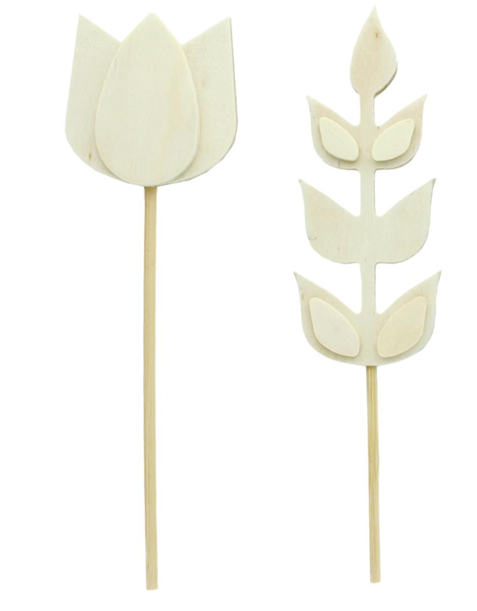 WOODEN SPRING FLOWER PICK ASSORTED