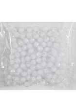 8MM FACETED ACRYLIC BEADS  WHITE 200PC