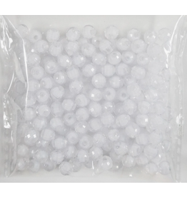 8MM FACETED ACRYLIC BEADS  WHITE 200PC