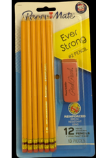 Sharpened Pencils HB#2  -  12Ct  W/ Pink Pearl Eraser