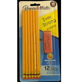 Sharpened Pencils HB#2  -  12Ct  W/ Pink Pearl Eraser