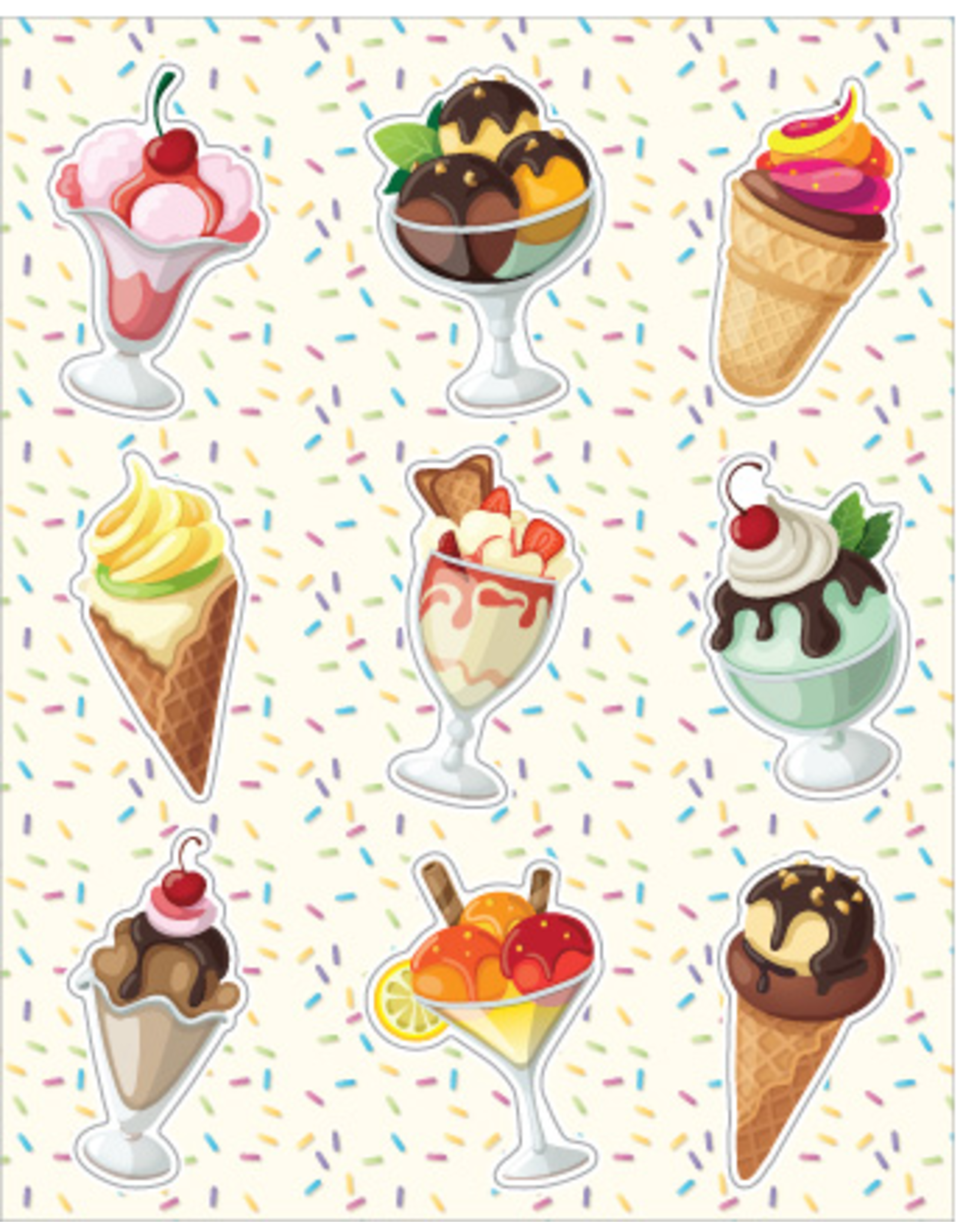 RANENU STICKER: ICE CREAM 1.5"X2" - 6 SHEETS