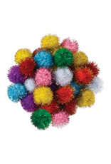 POM POMS: 1/2"  GLITTER  ASSORTED COLOR 80 PACK