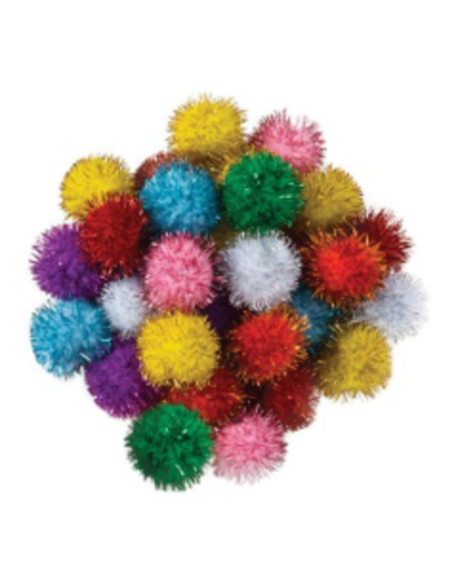 POM POMS: 1/2"  GLITTER  ASSORTED COLOR 80 PACK