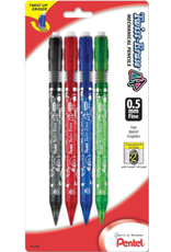 Pentel Twist-Erase Up, 0.5mm, Fine Line, Assorted Barrel Colors 4/pk