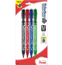 Pentel Twist-Erase Up, 0.5mm, Fine Line, Assorted Barrel Colors 4/pk