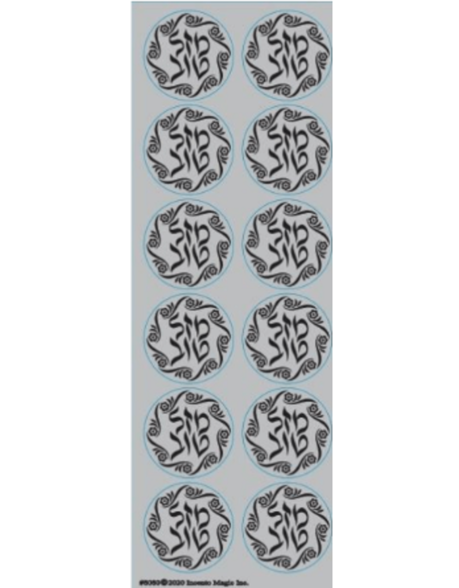 incento magic MAZAL TOV ROUND STICKERS BLACK on SILVER -6 SHEETS