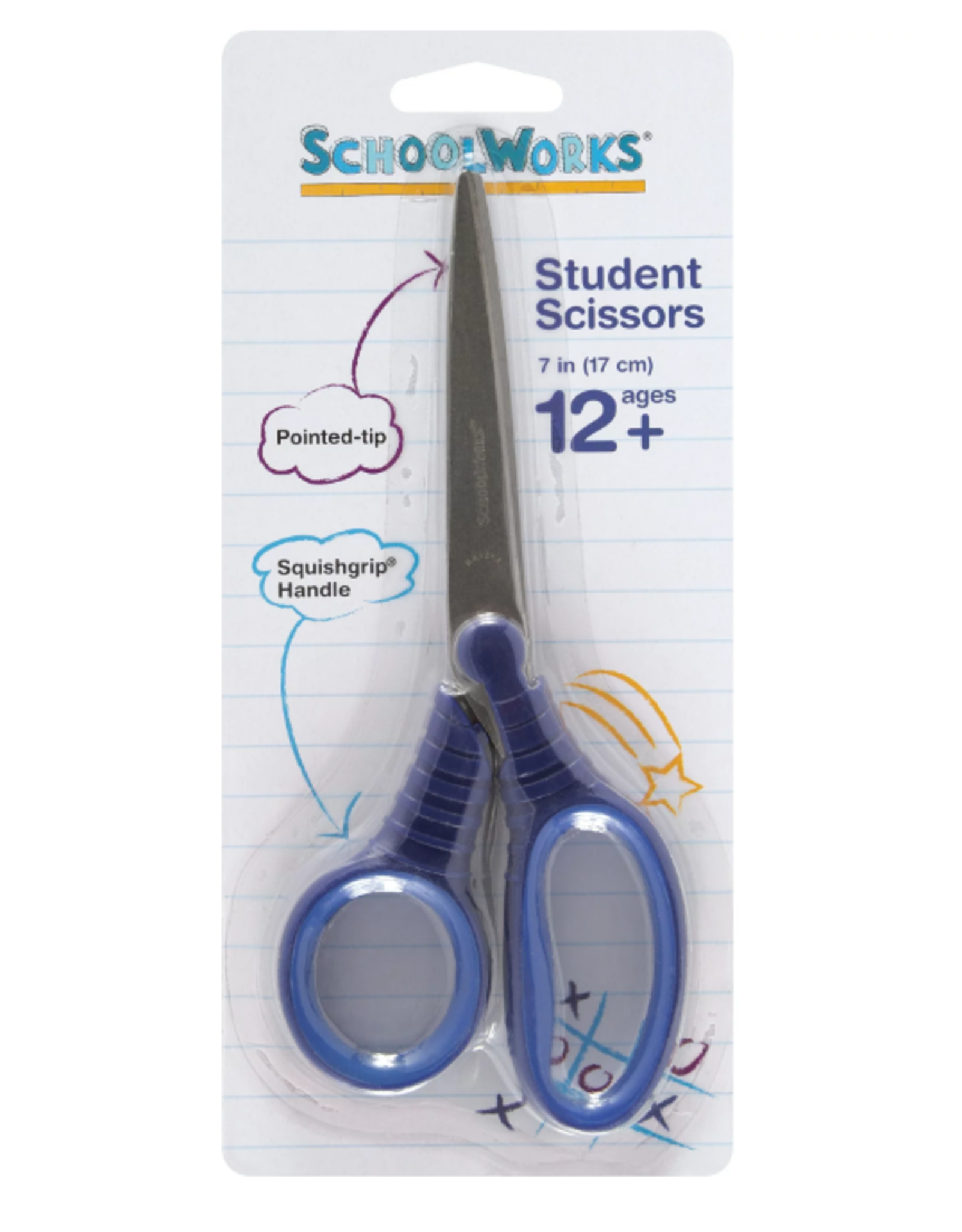 SchoolWorks Softgrip Pointed-Tip 7" Student Scissors