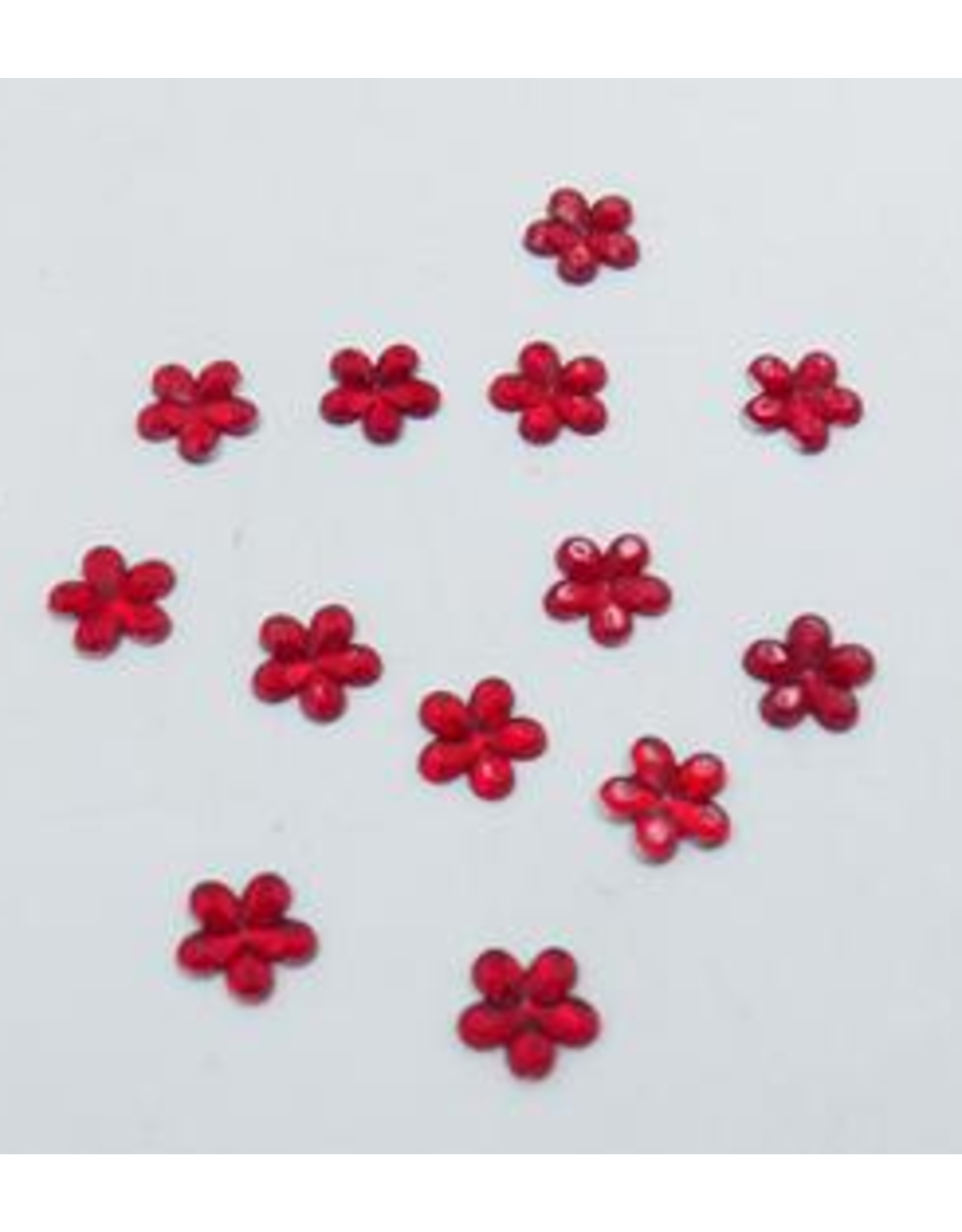 RHINESTONE: FLAT BACK FLOWERS RED 11MM  200 PACK
