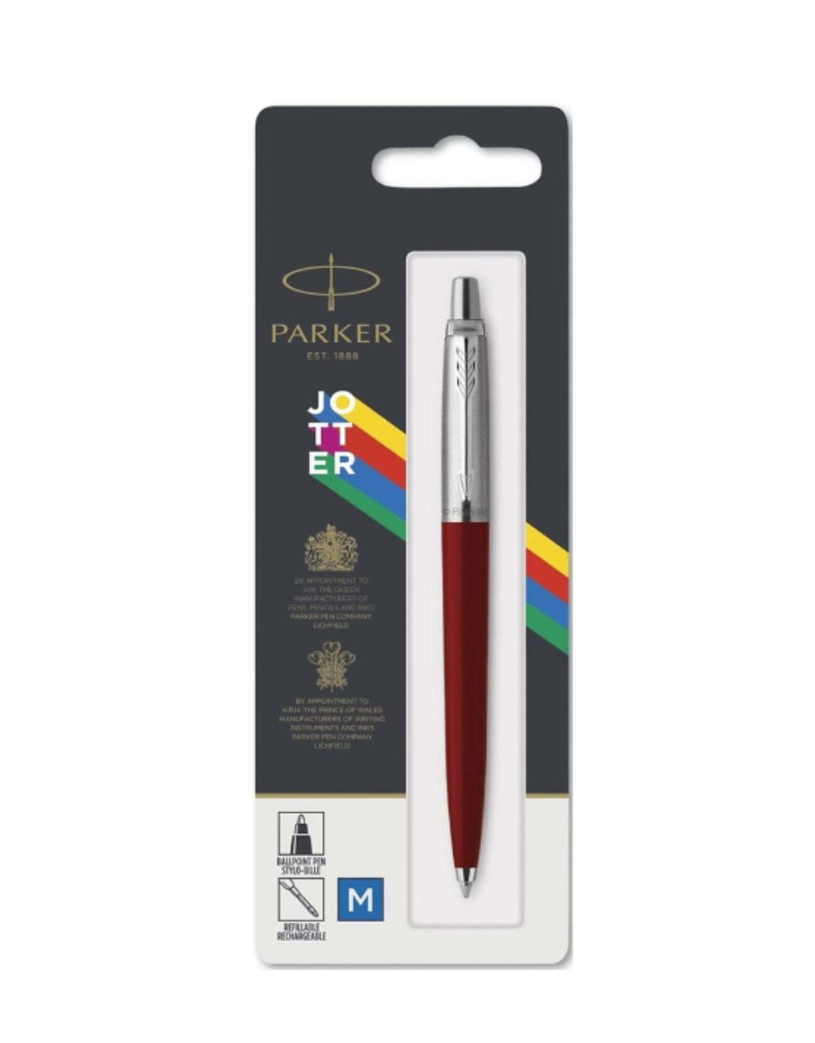 PARKER JOTTER BALL PT PEN - BLUE INK - RED BARREL -  CARDED