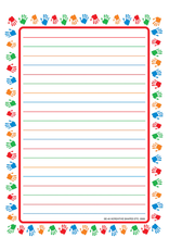 NOTEPAD: LINED HANDPRINT  BORDER