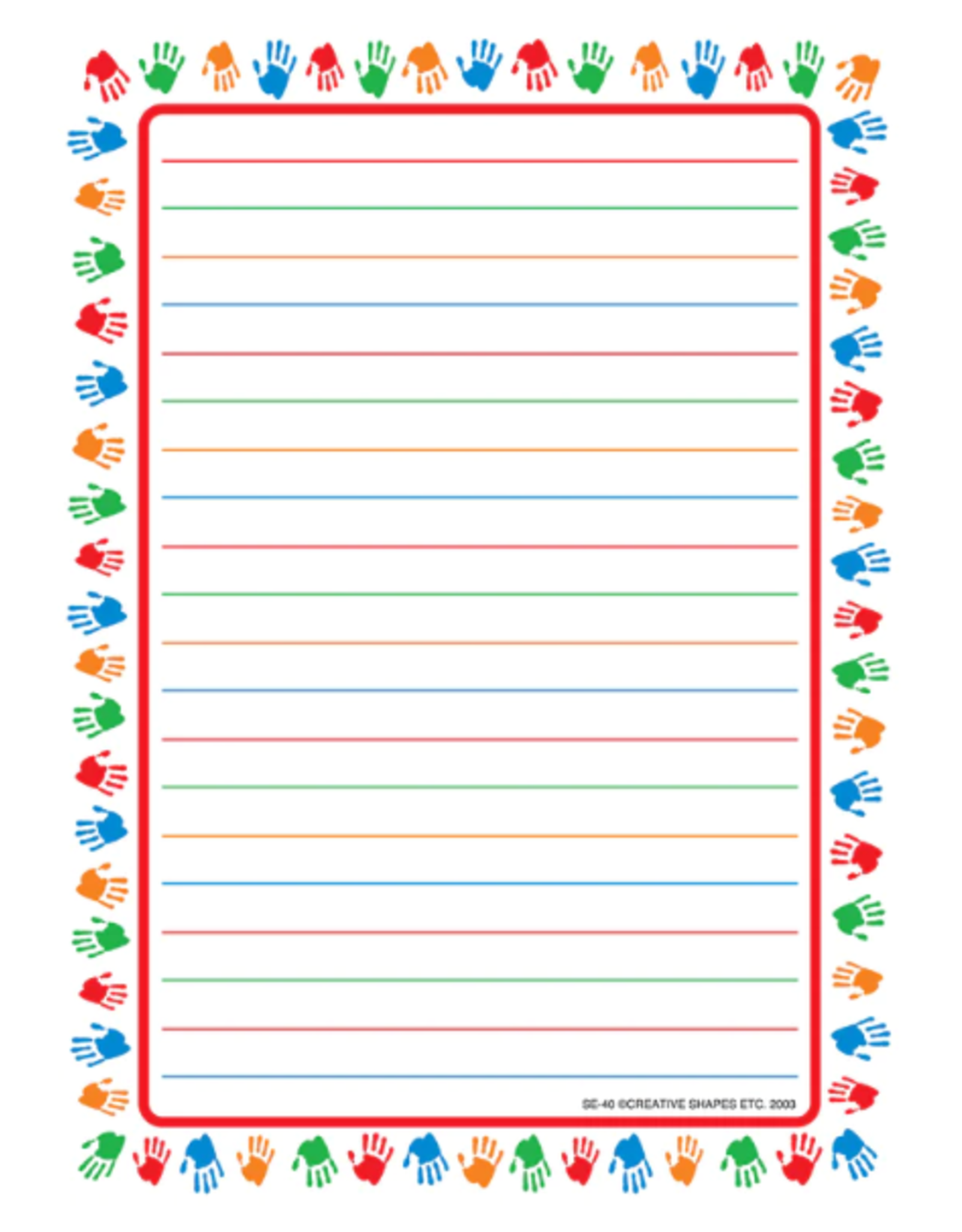 NOTEPAD: LINED HANDPRINT  BORDER