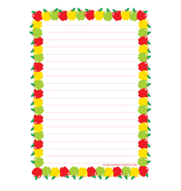 NOTEPAD: LINED APPLES BORDER