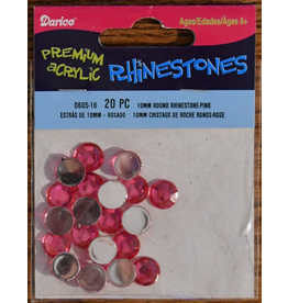 RHINESTONE ROUND PINK 10MM 20PC