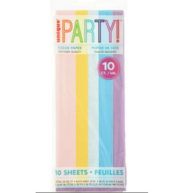 Unique TISSUE PAPER: 20"X26" ASSORTED PASTEL COLORS 10 SHEET