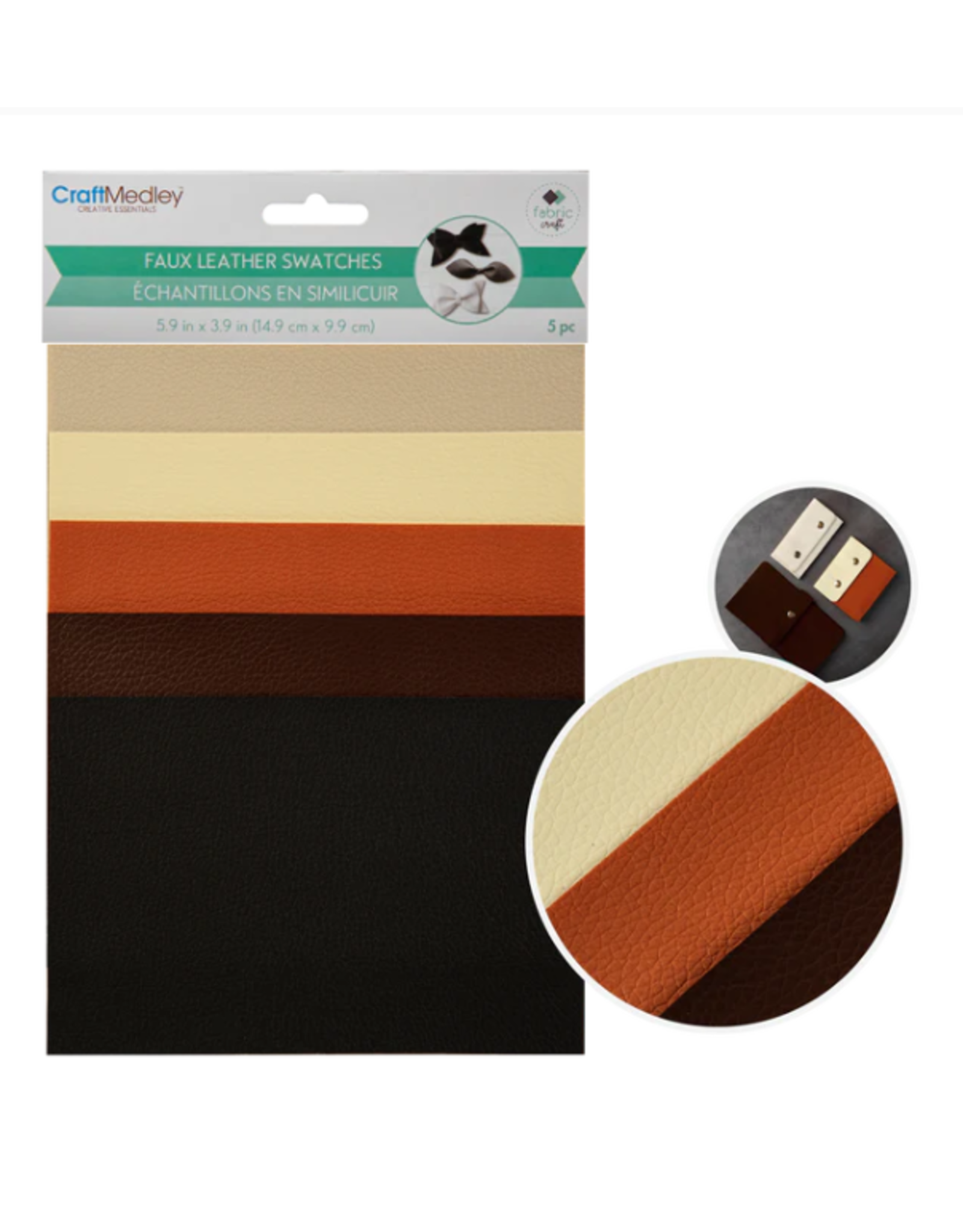 Multicraft Imports CRAFT FABRIC FAUX LEATHER 6X4 5PC ASSORTED COLOR