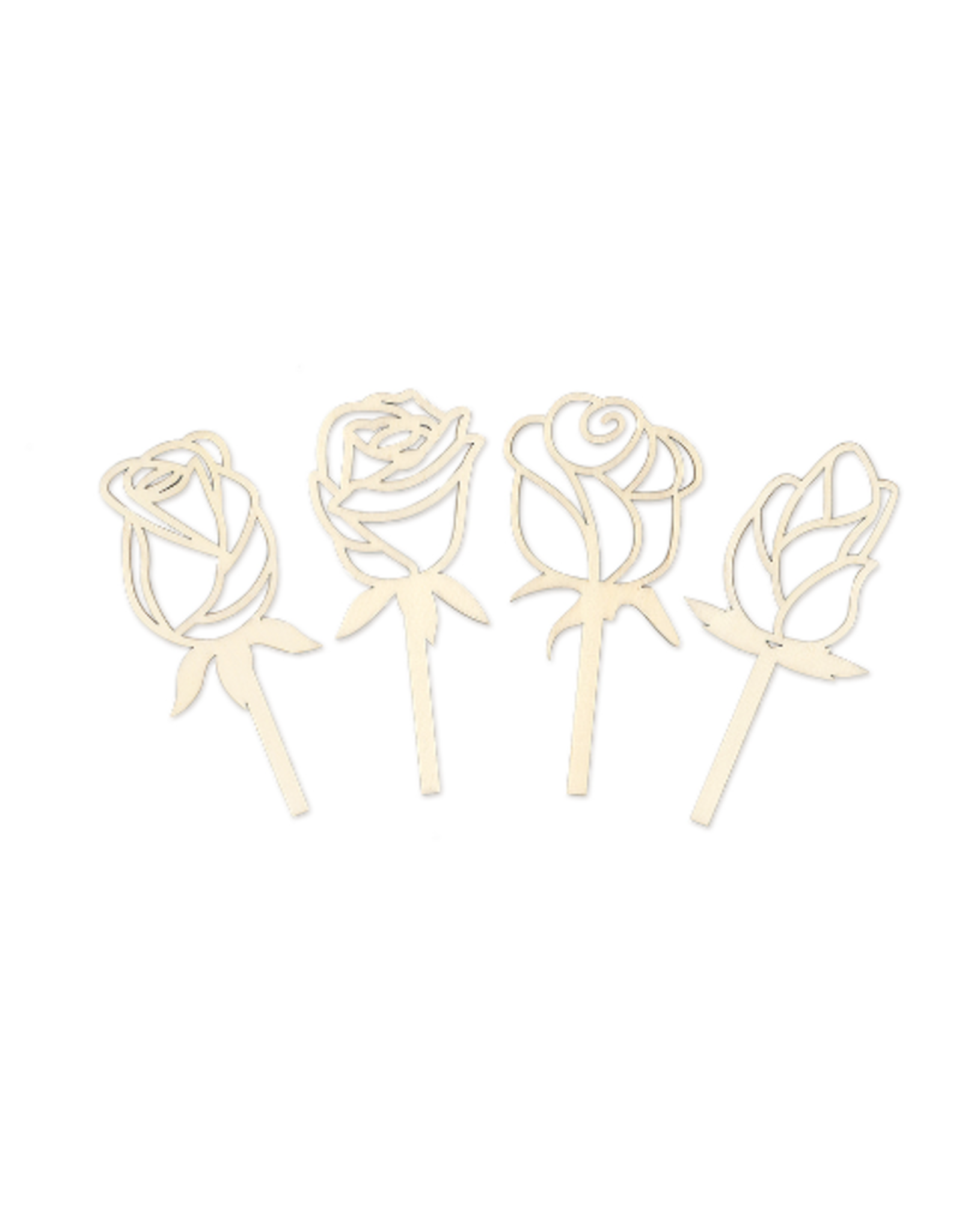 WOOD ROSE CRAFT PICK 4 ASSORTED DESIGNS 6.5"