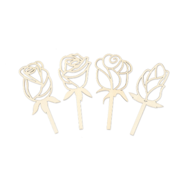 WOOD ROSE CRAFT PICK 4 ASSORTED DESIGNS 6.5"