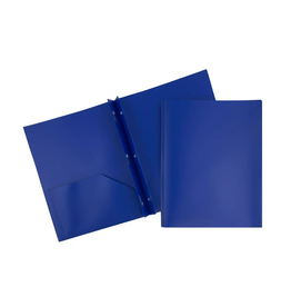 Student Tools 2-Pocket Plastic Portfolio with Fastener - Prongs  (BLUE)