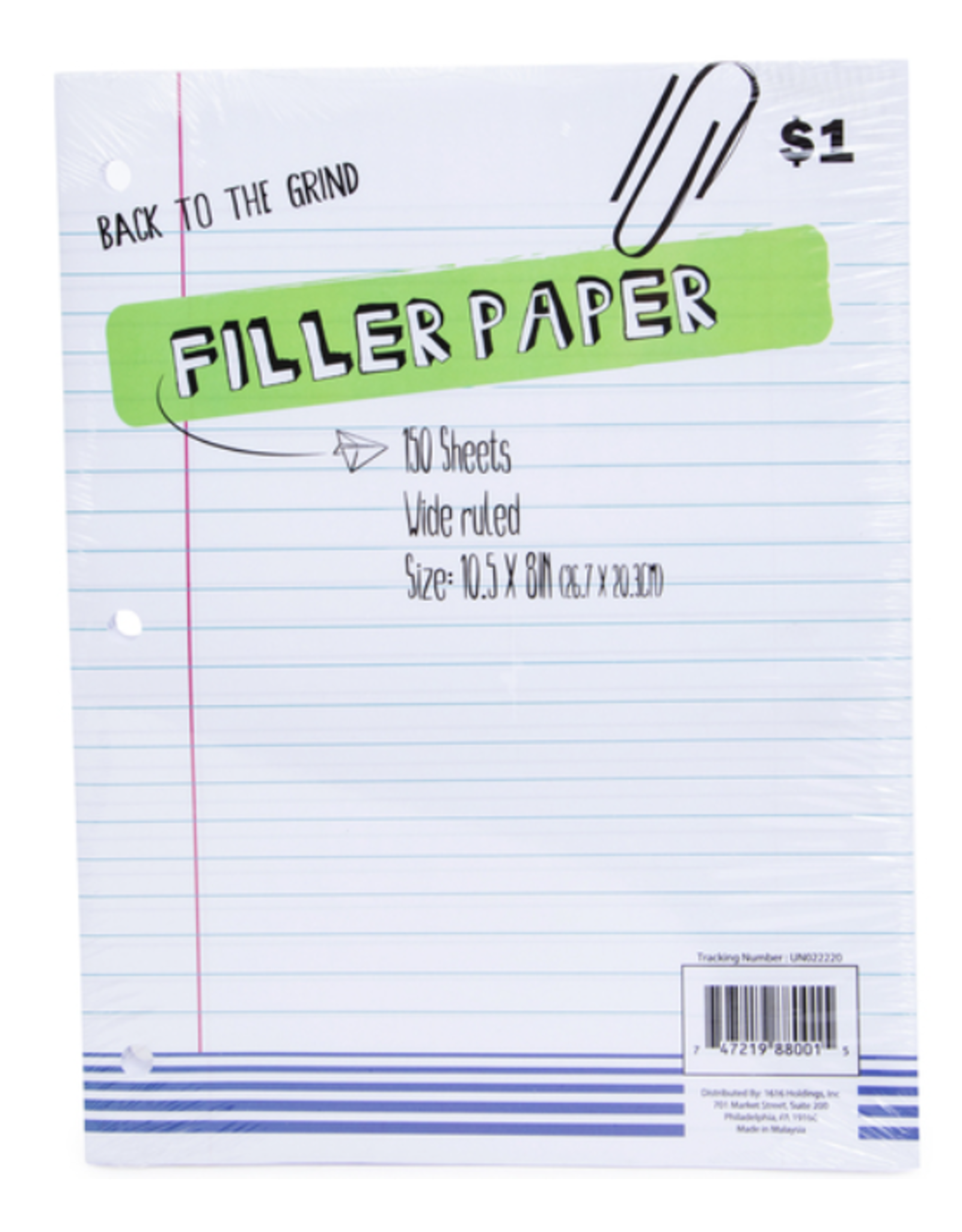NORCOM FILLER PAPER - 10.5"x8" -  Wide Ruled - 150 sheets