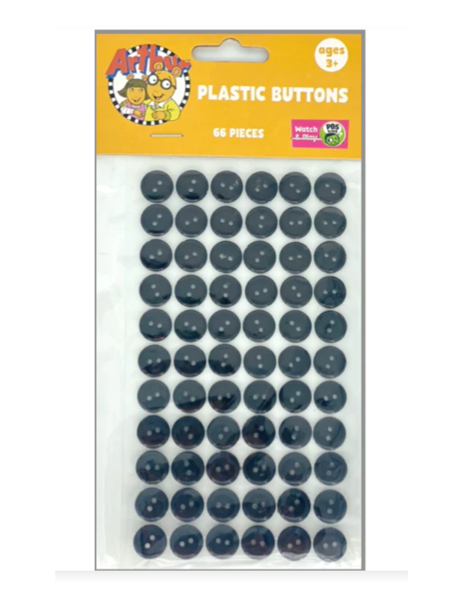 PBS ADHESIVE BUTTONS: BLACK 66PC