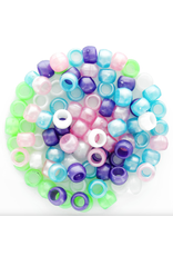 Essentials PONY BEADS: PASTEL PEARL  MULTI COLOR 6mmX9mm 750 PACK