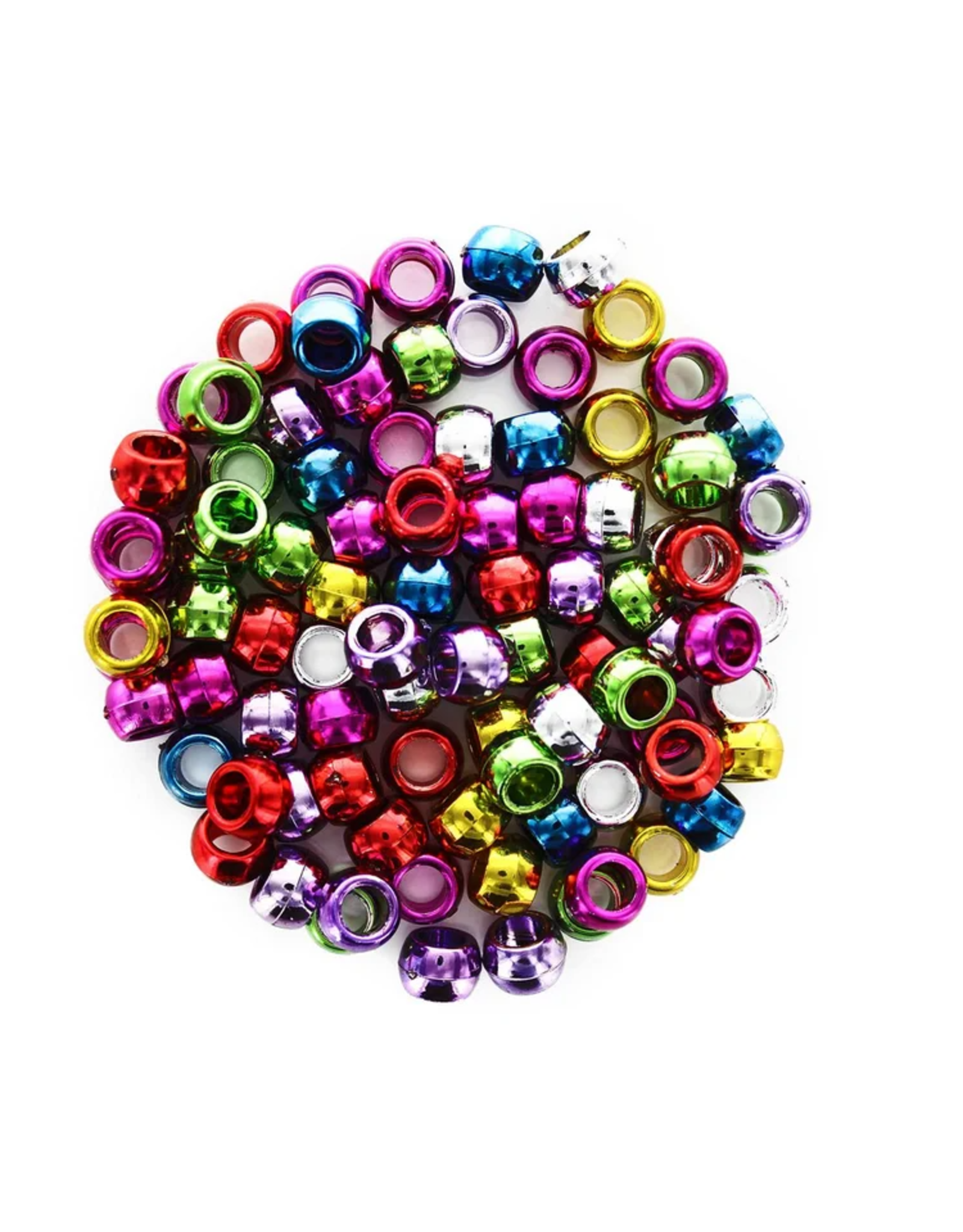 Essentials PONY BEADS: METALLIC  MULTI COLOR 6mmX9mm 500 PACK