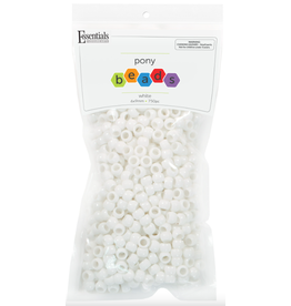PONY BEADS: OPAQUE WHITE 6mmX9mm 750 PACK