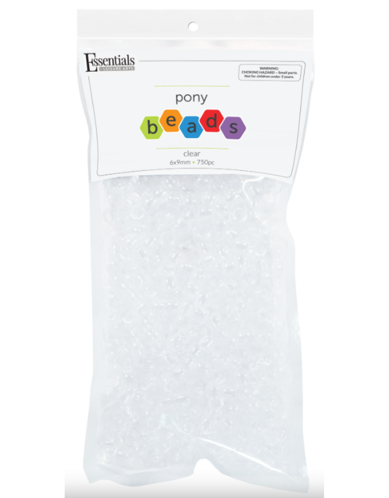 Essentials PONY BEADS: CLEAR  750 PC
