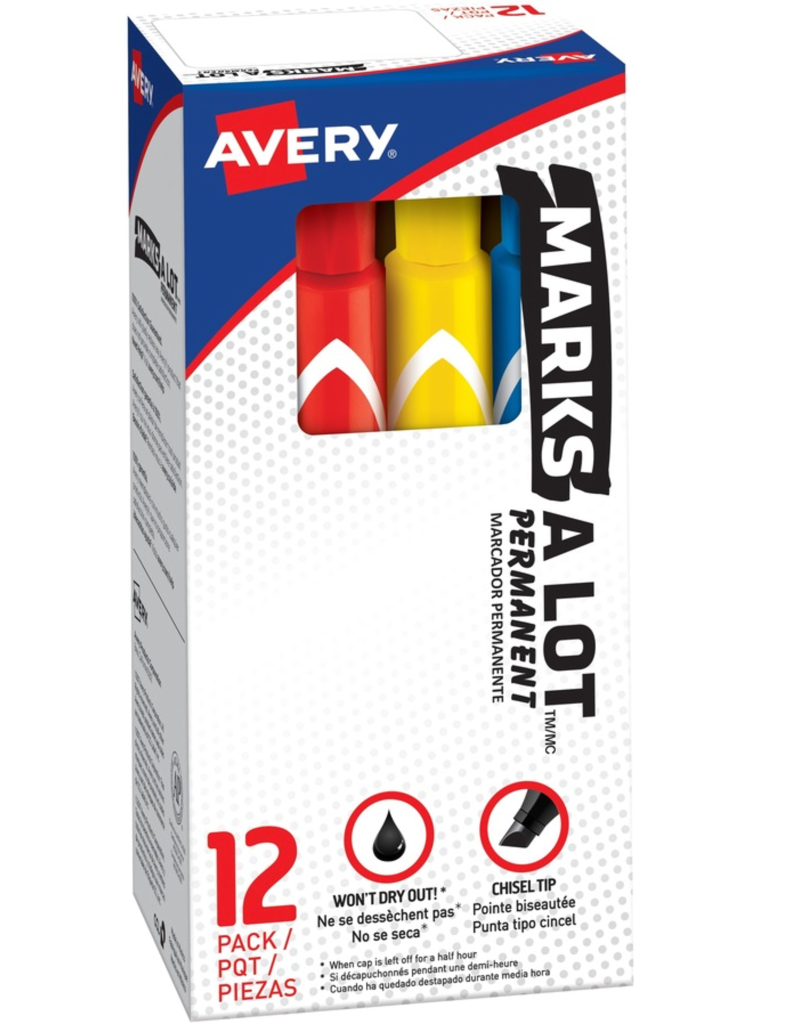 Avery MARKER MARKS-A-LOT ASSORTED COLORS - 12 PACK
